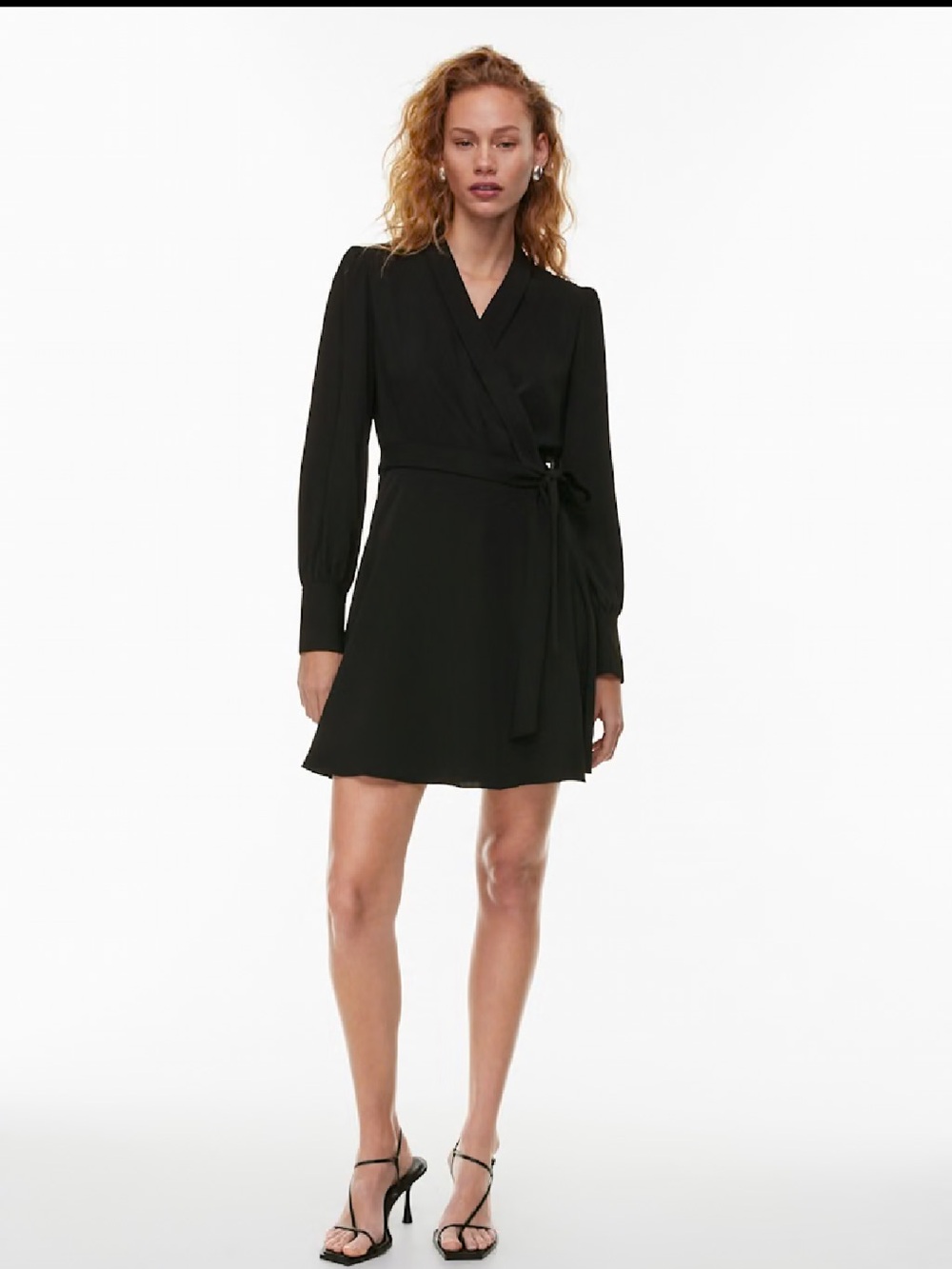 Babaton Aritzia Hyde Black Wrap Dress with Long Sleeves - Picture 2 of 9